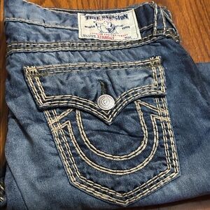 True Religion Men's Straight Denim Jeans with Contrast Stitching